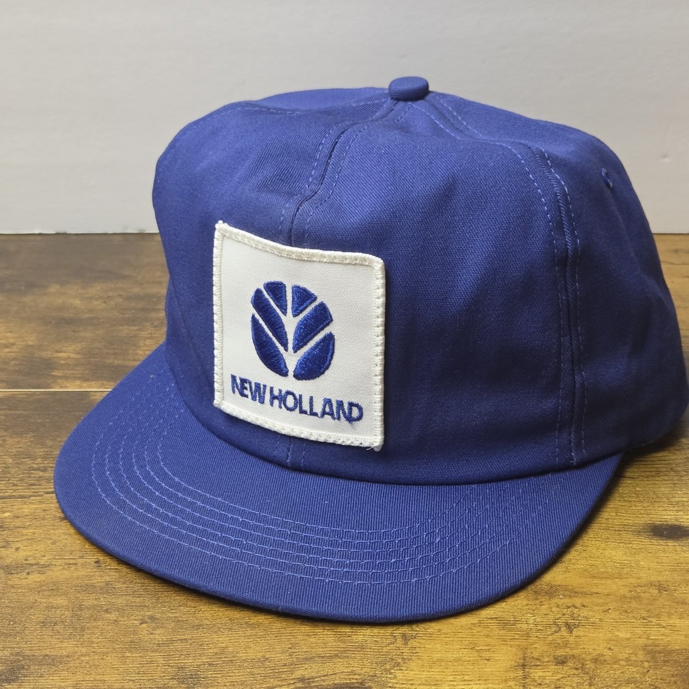 Vintage K-Products New Holland Patch Snapback Hat Blue Canvas Workwear Ag 90s